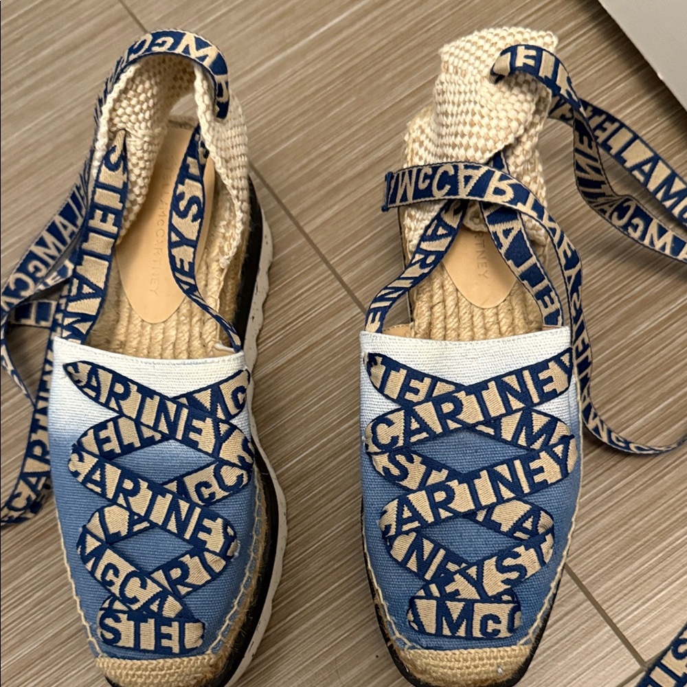 Stella McCartney Blue and Cream platform Espadrilles
